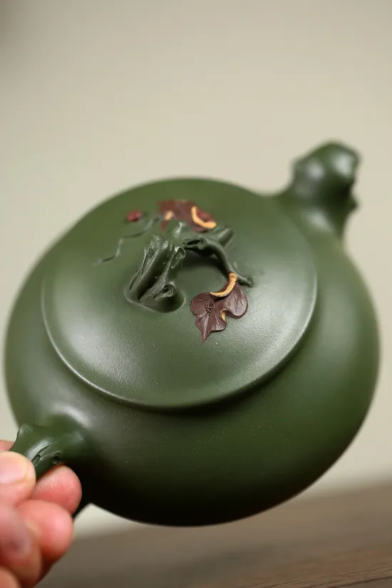 紫砂潘壺國工藝師鮑玉華原礦綠泥手工製作 1