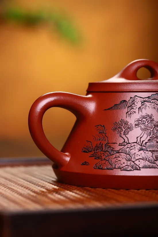 高石瓢紫砂壺 紅皮龍手工製作 2