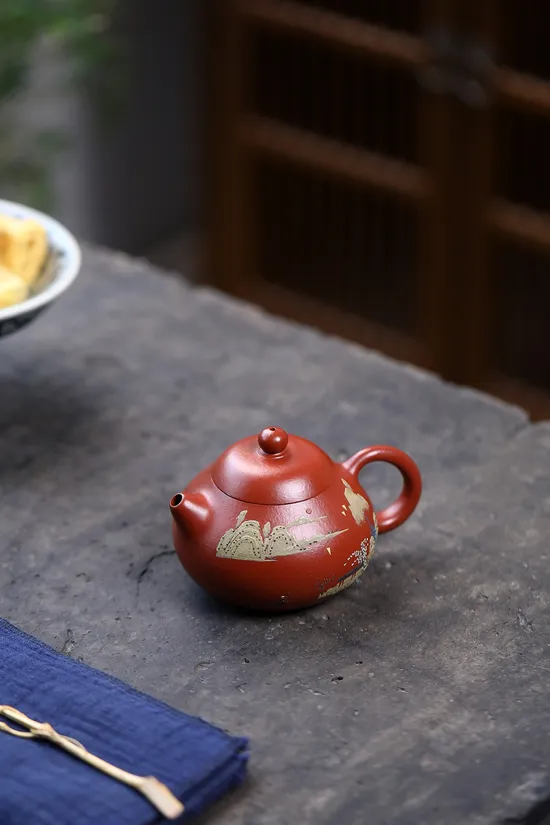 文旦紫砂壺-柯俊芬手工製作原礦大紅袍 2