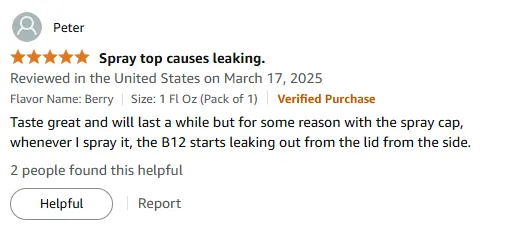 I Enjoy This Great-Tasting Vitamin B12 Spray Despite Leakage