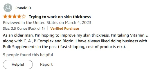 My Vitamin E Supplements Improve My Skin Thickness