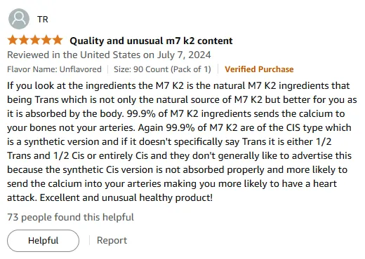 I trust natural trans-k2 for optimal heart and bone care