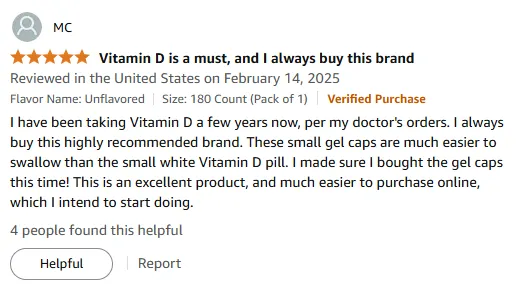My Easy-Swallow Vitamin D3 Softgels For Daily Immune Support