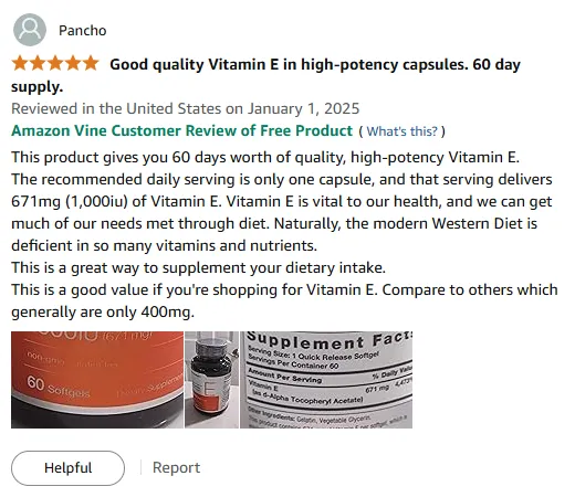 My High Potency Vitamin E Delivers Great Value
