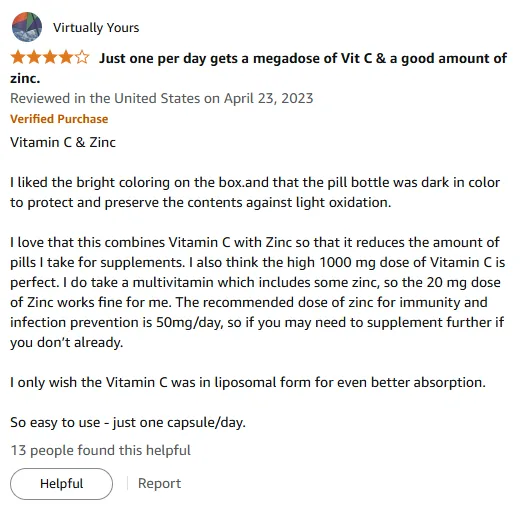 I Love This Vitamin C and Zinc Immune Support